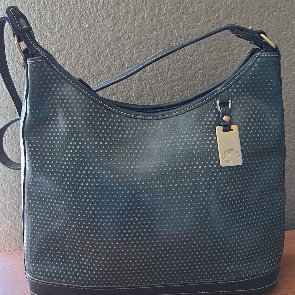 Dooney & Bourke Cabrio Dot Leather Tranquility Green Hobo Shoulder Bag Vintage - Picture 4 of 17